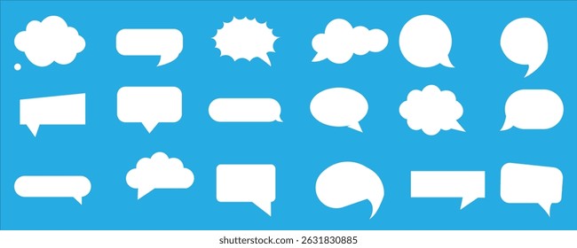  speech bubble black icon set vector silhouette on white background.