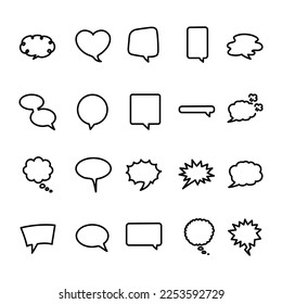 Speech bubble black line icons set.  Communication cloud. Online chatting