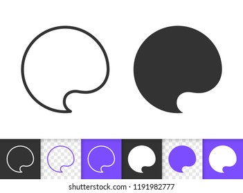 Speech Bubble black linear and glyph icons. Thin line comic tell sign. Chat outline pictogram isolated on white transparent backdrop. Vector Icon shape of clean messege banner simple symbol closeup
