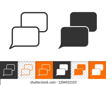 Speech Bubble black linear and glyph icons. Thin line comic tell sign. Chat outline pictogram isolated on white transparent background. Vector Icon shape of clean message banner simple symbol closeup