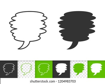Speech Bubble black linear and glyph icons. Thin line comic tell sign. Chat outline pictogram isolated on white transparent background. Vector Icon shape of clean message banner simple symbol closeup