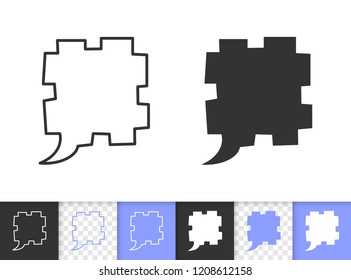 Speech Bubble black linear and glyph icons. Thin line comic tell sign. Chat outline pictogram isolated on white transparent background. Vector Icon shape of clean message banner simple symbol closeup