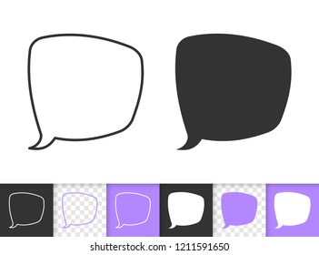 Speech Bubble black linear and glyph icons. Thin line comic tell sign. Chat outline pictogram isolated on white transparent background. Vector Icon shape of clean message banner simple symbol closeup