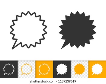 Speech Bubble black linear silhouette icons. Thin line comic tell sign. Chat Communication outline pictogram isolated white, transparent backdrop. Vector Icon shape Speech Bubble simple symbol closeup
