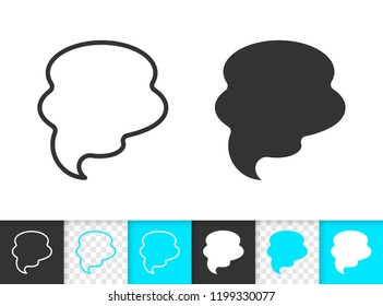 Speech Bubble black linear, silhouette icons. Thin line tell sign. Clean space outline pictogram isolated on white, transparent background. Pop art banner vector icon shape. Talk simple symbol closeup