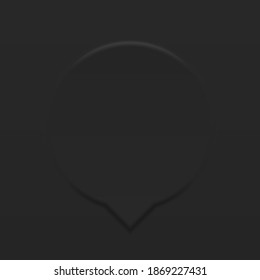 Speech bubble black round with shadow and light plastic effect Neumorphism style, Modern neumorphic design vector, Clear and simple background