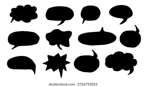 Speech Bubble schwarzes Set. Sprechblasen-Doodle. Sammlung von Wolkensprechblasen. Vektorgrafik