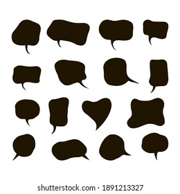 Speech bubble black shapes clipart set isolated on white. Message clouds pack Vector illustration