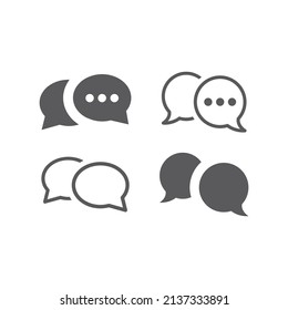 Speech bubble black vector icon set. Chat balloon filled icons.