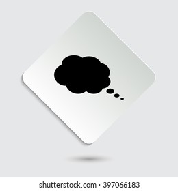 speech bubble - black vector icon  on a paper button