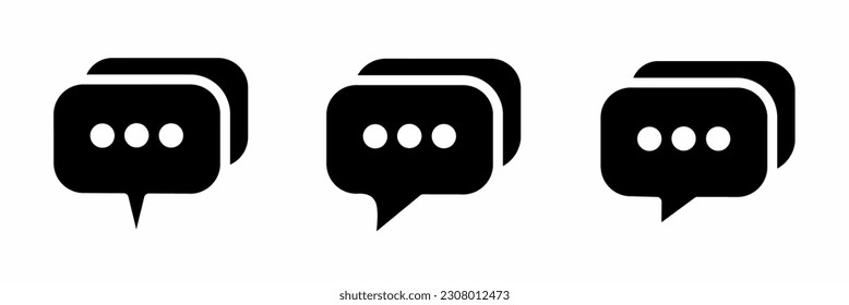 Speech bubble. Black and white speech bubble icon illustration set. Stock vector.