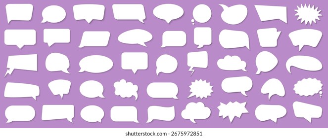 Colección en blanco de la burbuja del discurso. Variedad de burbujas cómicas vacías para texto y diálogo. Útil para cómics, notas y diseño