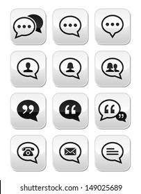 Speech bubble, blog, contact vector buttons set