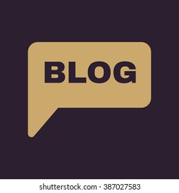The speech bubble with a blog icon. Internet and forum, chat, online symbol. Flat Vector illustration