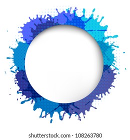 Speech Bubble With Blue Blob, Isolated On White Background, Vector Illustration