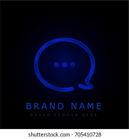 Speech bubble blue chromium metallic logo