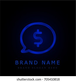 Speech bubble blue chromium metallic logo