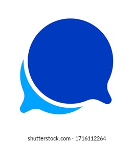 Speech Bubble Blue Circle Isolated On White, Bubble Chat Sign For Icon Speak Or Talk, Balloon Speech For Message Copy Space Text, Dialog Box Chat Symbol, Speech Bubble Icon For Conversation Concept