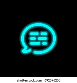 Speech bubble blue glowing neon ui ux icon. Glowing sign logo vector