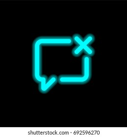 Speech bubble blue glowing neon ui ux icon. Glowing sign logo vector