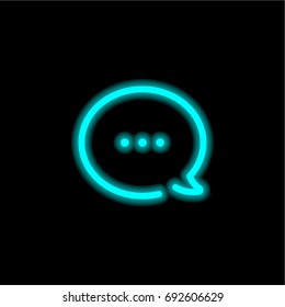 Speech bubble blue glowing neon ui ux icon. Glowing sign logo vector
