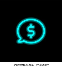 Speech bubble blue glowing neon ui ux icon. Glowing sign logo vector