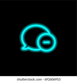 Speech bubble blue glowing neon ui ux icon. Glowing sign logo vector