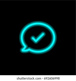 Speech bubble blue glowing neon ui ux icon. Glowing sign logo vector