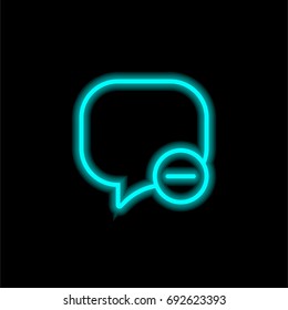 Speech bubble blue glowing neon ui ux icon. Glowing sign logo vector
