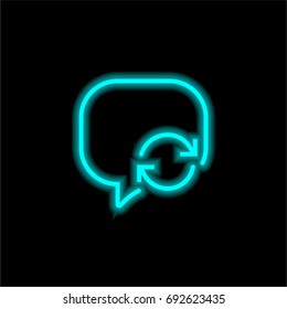 Speech bubble blue glowing neon ui ux icon. Glowing sign logo vector