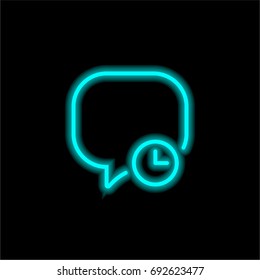 Speech bubble blue glowing neon ui ux icon. Glowing sign logo vector