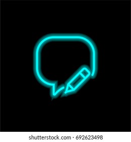 Speech bubble blue glowing neon ui ux icon. Glowing sign logo vector