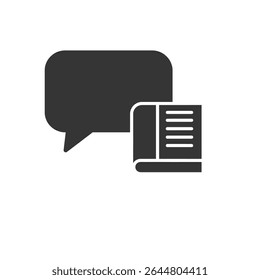 Speech Bubble and Book Icon Representing Knowledge Exchange and Collaborative Learning Dialogue