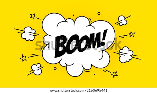 Speech Bubble Boom. Banner, speech bubble,\
poster and sticker concept, geometric style with text Boom.\
Explosion design, speech bubble, message boom for banner, poster,\
web. Vector\
Illustration