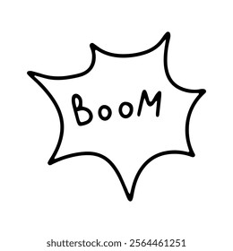 Speech bubble with a BOOM. Explosion. Emotions doodle bubble