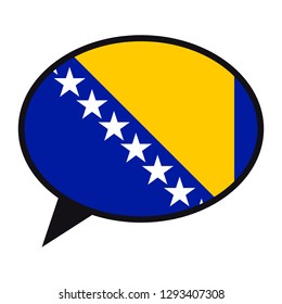 Speech bubble Bosnia Herzegovina flag on white background. Social communication symbol. Conversation icon, vector element.
