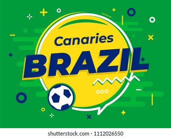 Speech Bubble BRAZIL with icon football, soccer ball. Vector Illustration.