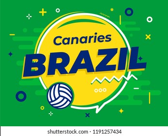 Speech Bubble BRAZIL with icon volleyball. Vector Illustration
