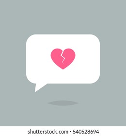 Speech Bubble With Broken Heart Icon Flat Design Vector