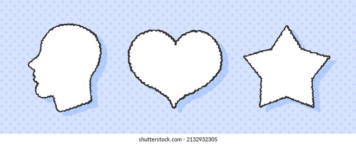Speech Bubble. Speech bubbles in different shapes in the shape of a heart head and a star. Vector illustration