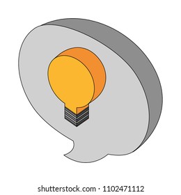 speech bubble with bulb isometric icon