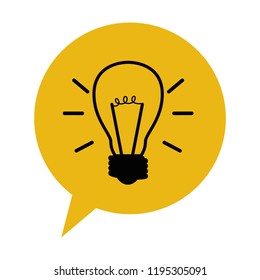 speech bubble with bulb light idea