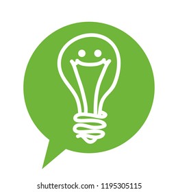 speech bubble with bulb light idea