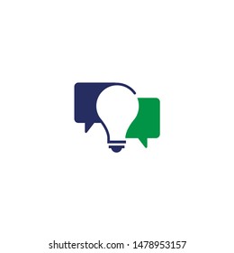 Speech bubble and bulb symbol.