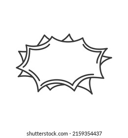 Speech bubble of burst boom shape, hand drawn doodle design element, pop art retro message box. Vector creative banner speech bubble, balloon dialogue star frame, artwork balloon thought or chat