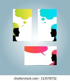 Speech bubble business card templates vector illustration