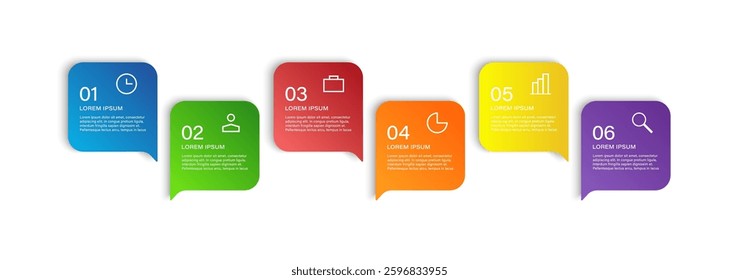 Speech bubble business infographic design template. Six steps to success