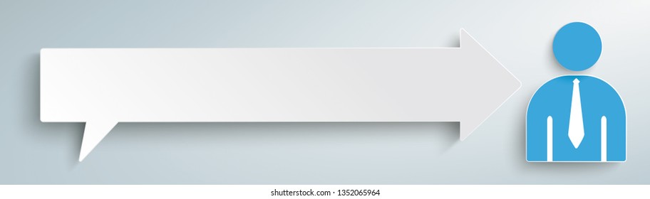 Speech bubble with businessman on the gray background. Eps 10 vector file.