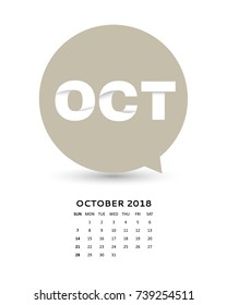 speech bubble calendar 2018, week starts Sunday