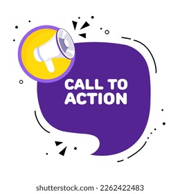 Speech bubble with call to action text. Speech bubble with loudspeaker. Pop art style. Vector line icon for Business and Advertising